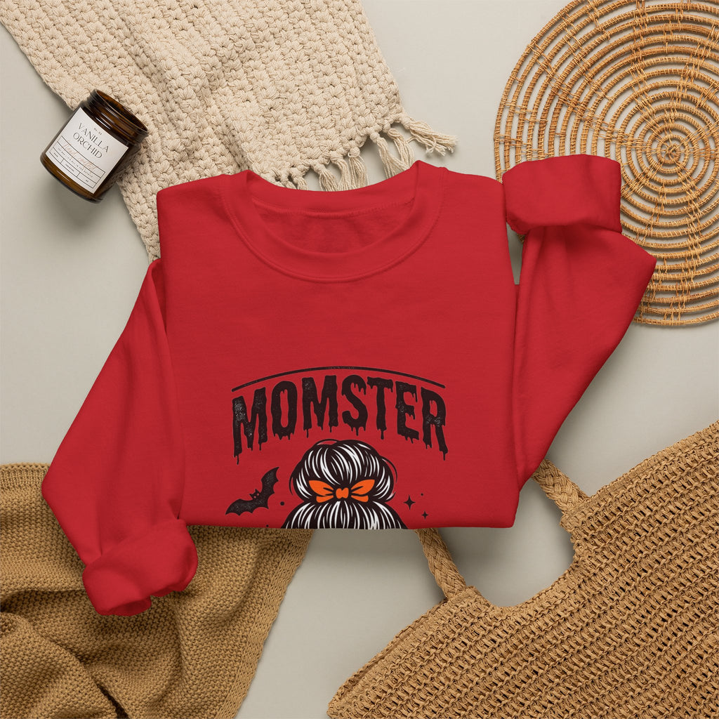 Momster Skull Mom Sweatshirt | Halloween Momster Crewneck, Bat & Retro Gothic Tee