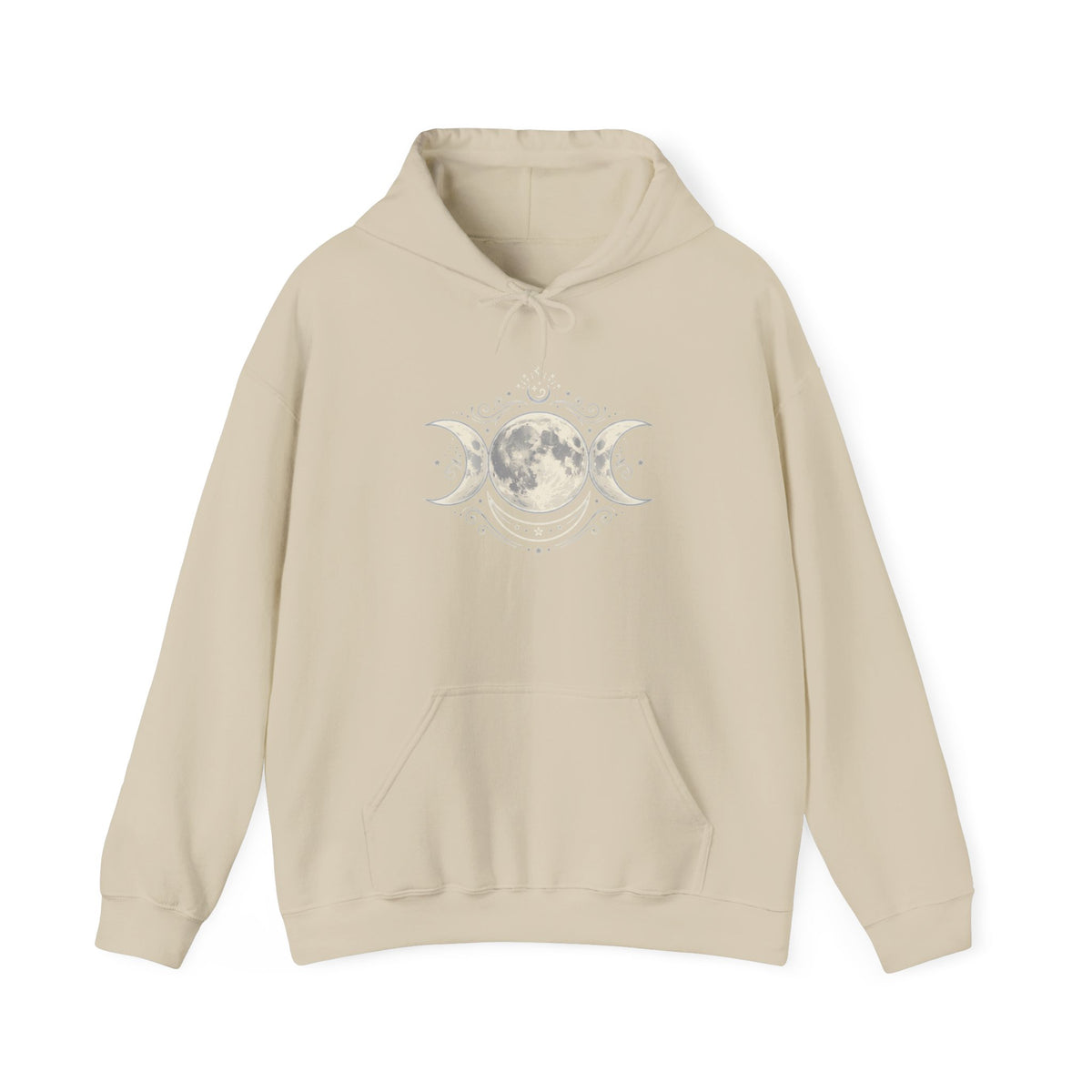 Moon Phase Hoodie — Triple Moon Celestial Graphic Hooded Sweatshirt