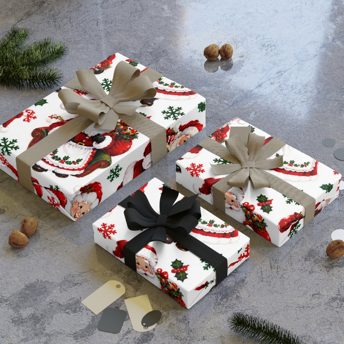 Christmas Santa Pattern Gift Wrapping Paper Roll