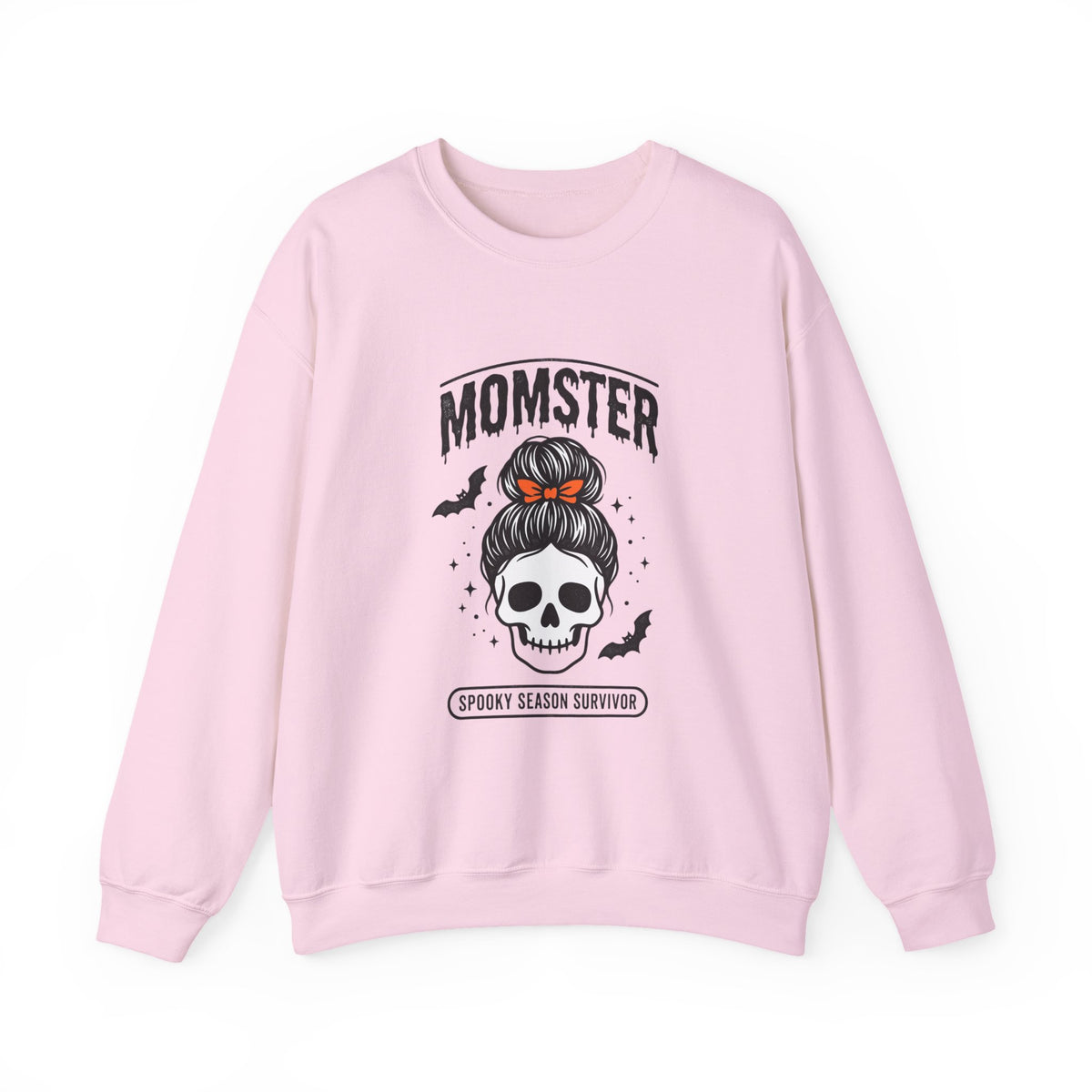 Momster Skull Mom Sweatshirt | Halloween Momster Crewneck, Bat & Retro Gothic Tee