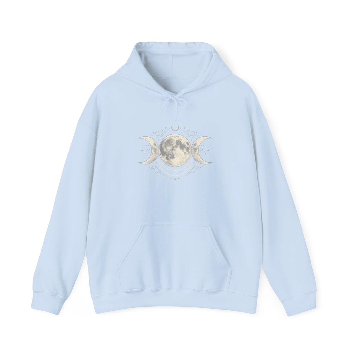 Moon Phase Hoodie — Triple Moon Celestial Graphic Hooded Sweatshirt