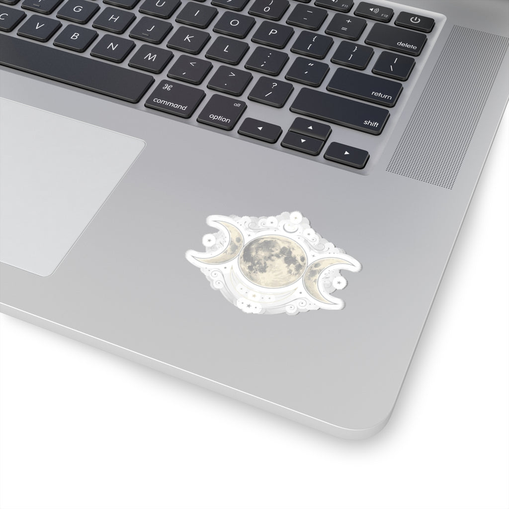 Triple Moon Lunar Kiss-Cut Sticker – Mystical Moon Phase Decal for Laptops & Journals