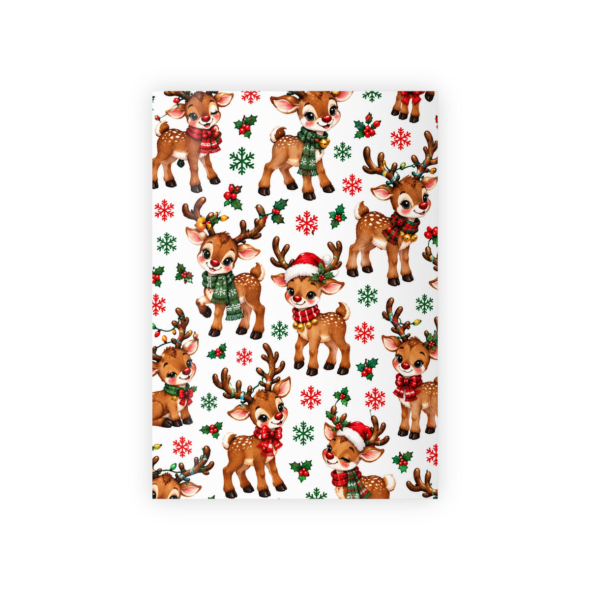 Christmas Reindeer Gift Wrap Roll — Cute Festive Deer & Snowflakes Wrapping Paper