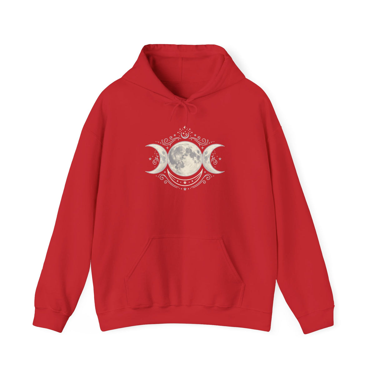 Moon Phase Hoodie — Triple Moon Celestial Graphic Hooded Sweatshirt