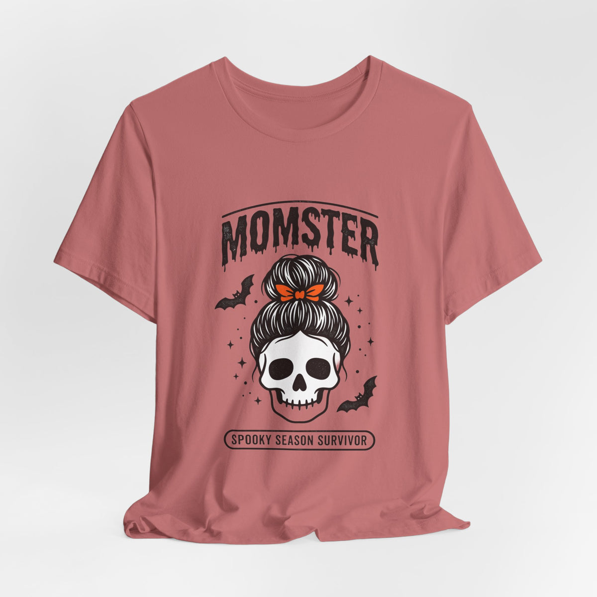 Momster Skull Graphic Tee | Halloween Mom shirt, bats & spooky lettering