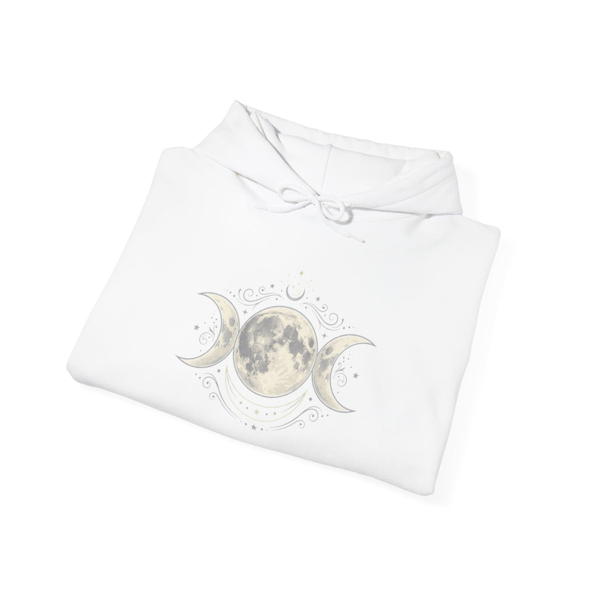 Moon Phase Hoodie — Triple Moon Celestial Graphic Hooded Sweatshirt
