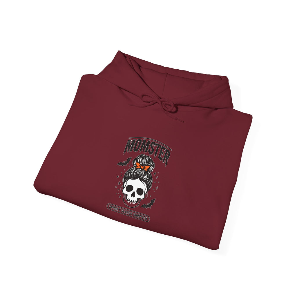 Momster Skull Moth Hoodie | Halloween mom tee, bats, distressed lettering