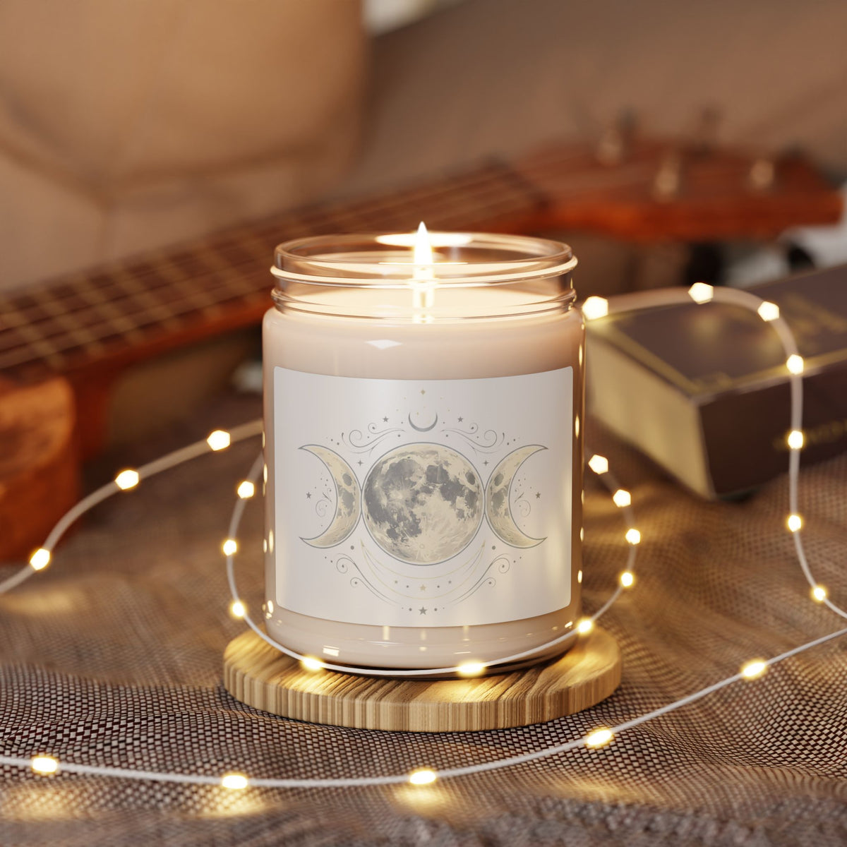 Moon Phase Soy Candle — 9oz Scented Jar (Triple Goddess Design)