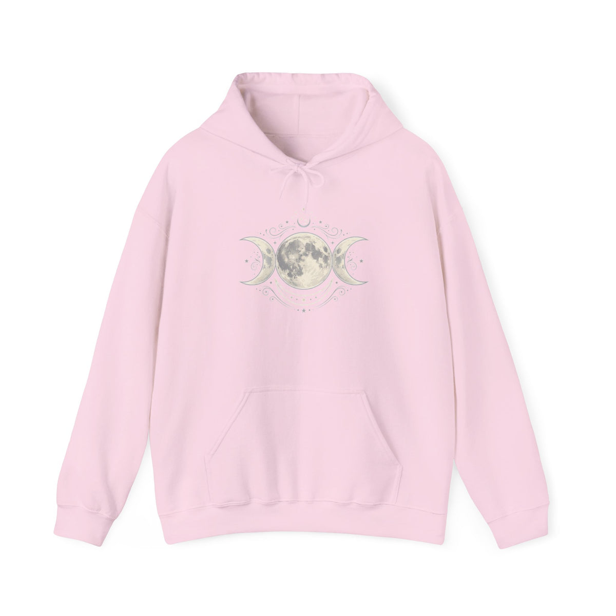 Moon Phase Hoodie — Triple Moon Celestial Graphic Hooded Sweatshirt