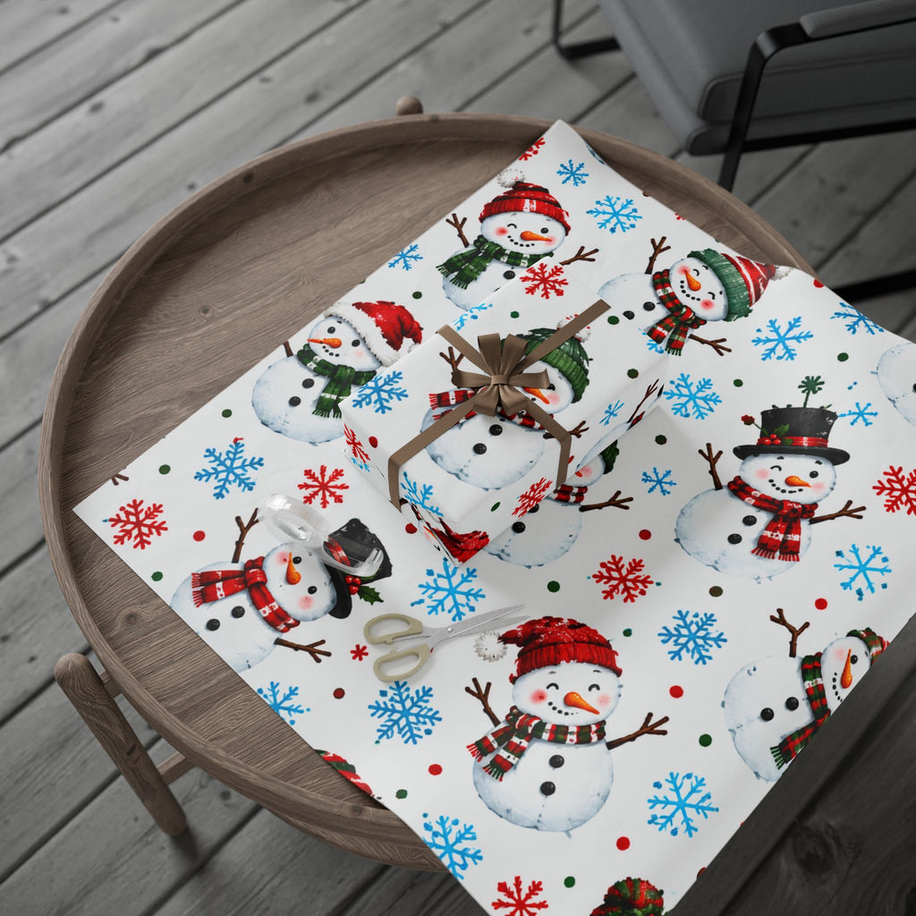 Snowman Pattern Wrapping Paper — Festive Christmas Gift Wrap (Snowflakes & Holiday Snowmen)