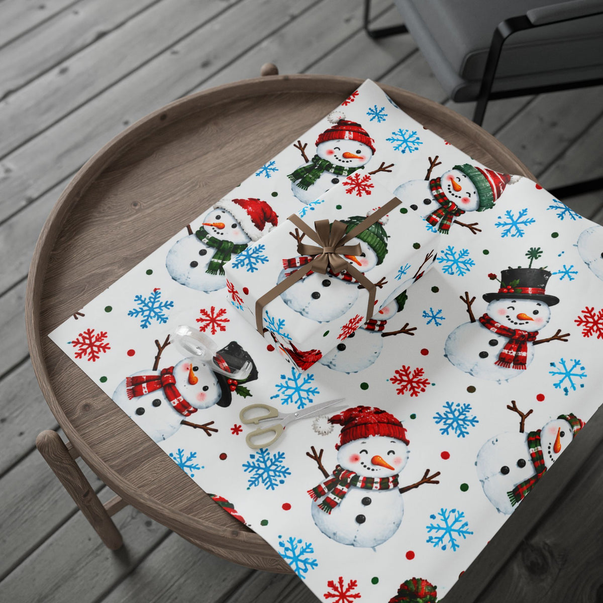 Snowman Pattern Wrapping Paper — Festive Christmas Gift Wrap (Snowflakes & Holiday Snowmen)