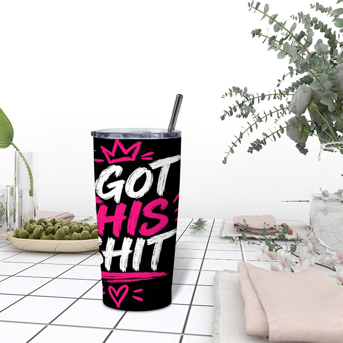 Stainless Steel Insulated Tumblers with Lid  Straw (20oz)