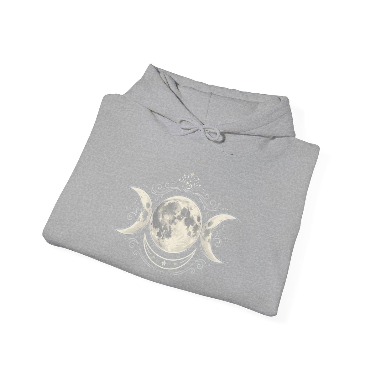 Moon Phase Hoodie — Triple Moon Celestial Graphic Hooded Sweatshirt