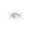 Triple Moon Lunar Kiss-Cut Sticker – Mystical Moon Phase Decal for Laptops & Journals