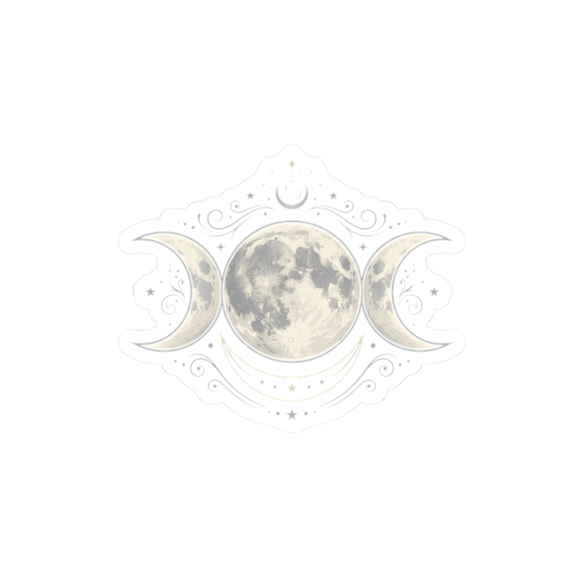 Triple Moon Lunar Kiss-Cut Sticker – Mystical Moon Phase Decal for Laptops & Journals