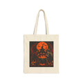 Halloween Pumpkin Skull Tote Bag - Spooky Orange Moon Canvas Tote
