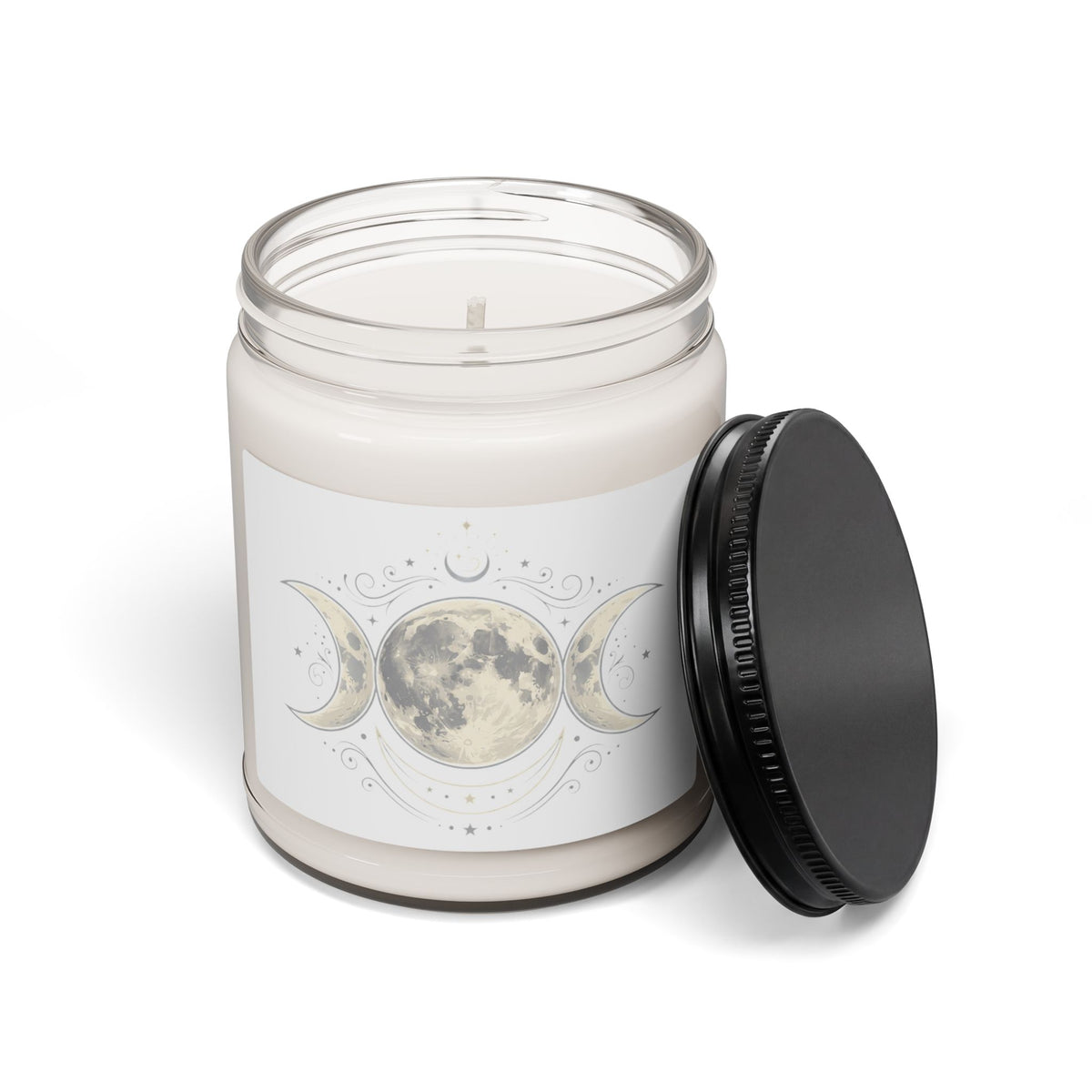 Moon Phase Soy Candle — 9oz Scented Jar (Triple Goddess Design)