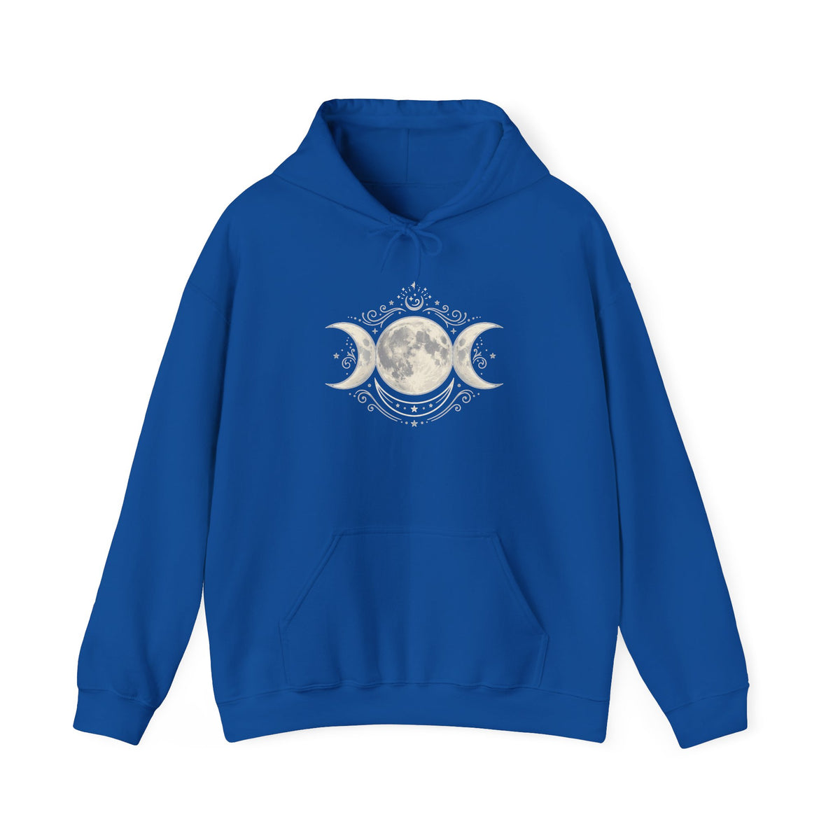 Moon Phase Hoodie — Triple Moon Celestial Graphic Hooded Sweatshirt