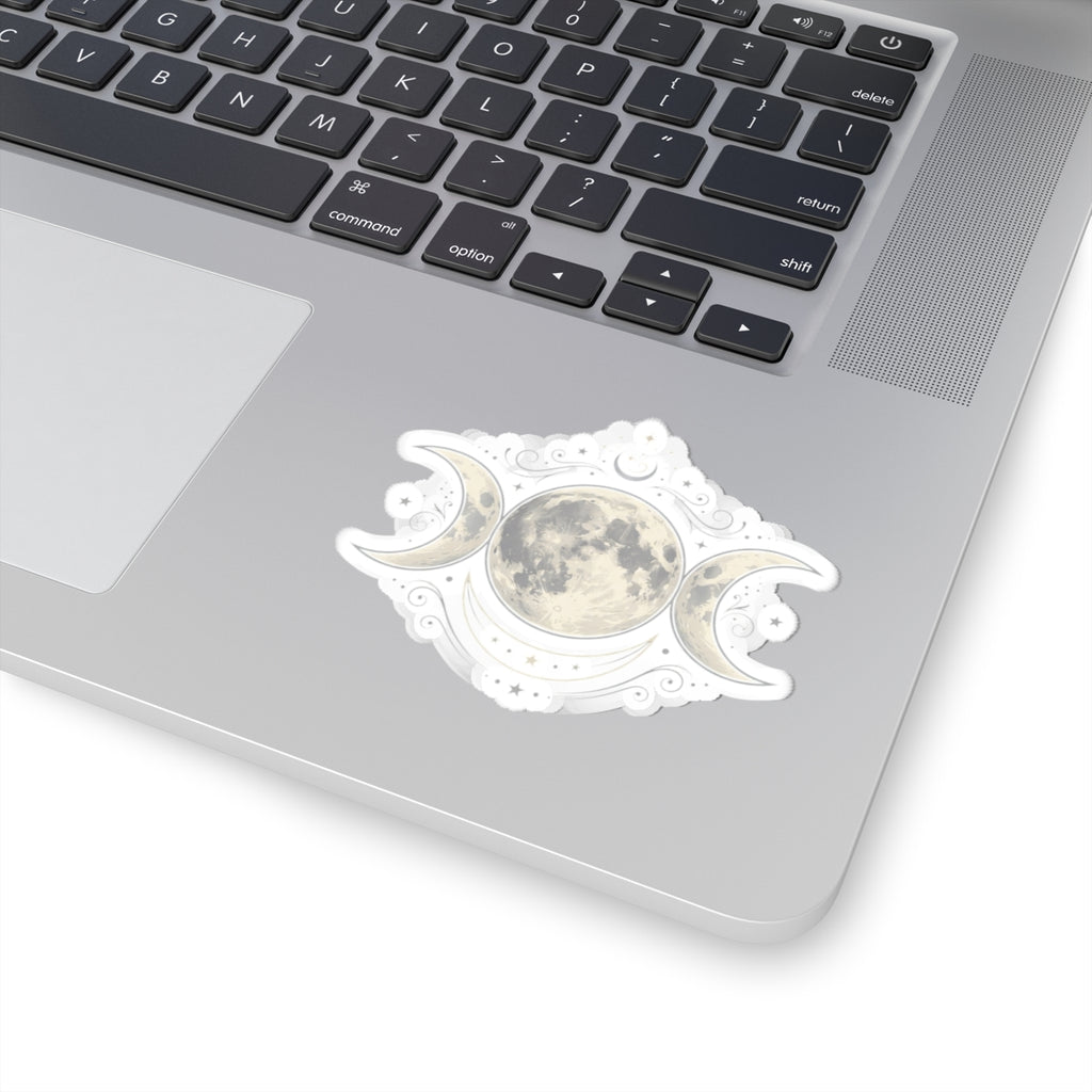 Triple Moon Lunar Kiss-Cut Sticker – Mystical Moon Phase Decal for Laptops & Journals