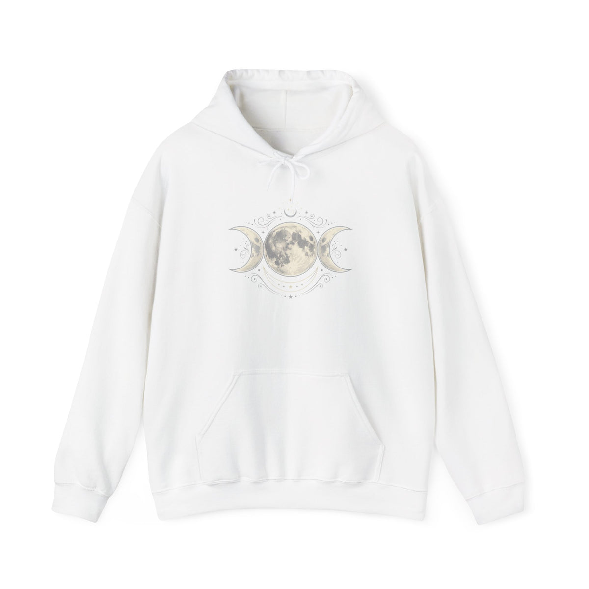 Moon Phase Hoodie — Triple Moon Celestial Graphic Hooded Sweatshirt