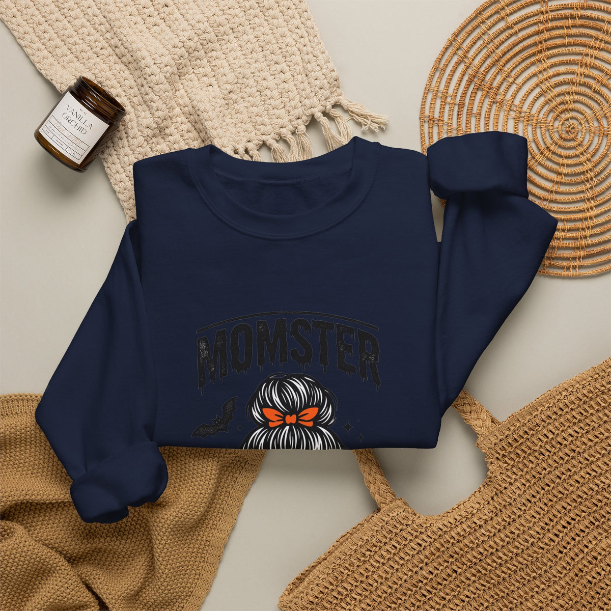 Momster Skull Mom Sweatshirt | Halloween Momster Crewneck, Bat & Retro Gothic Tee