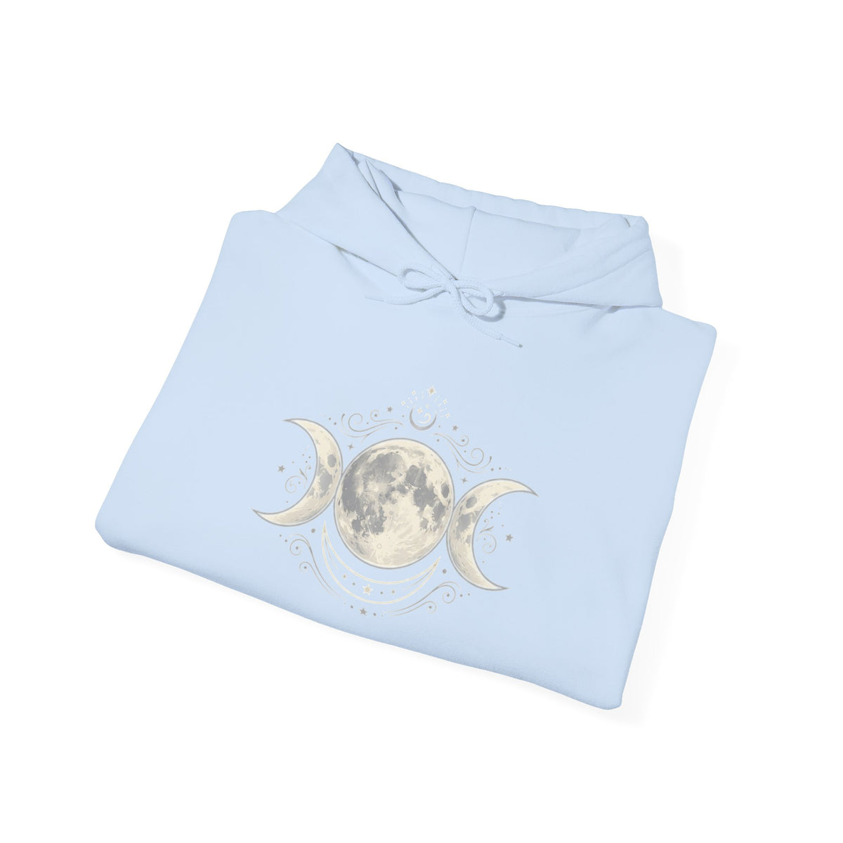 Moon Phase Hoodie — Triple Moon Celestial Graphic Hooded Sweatshirt