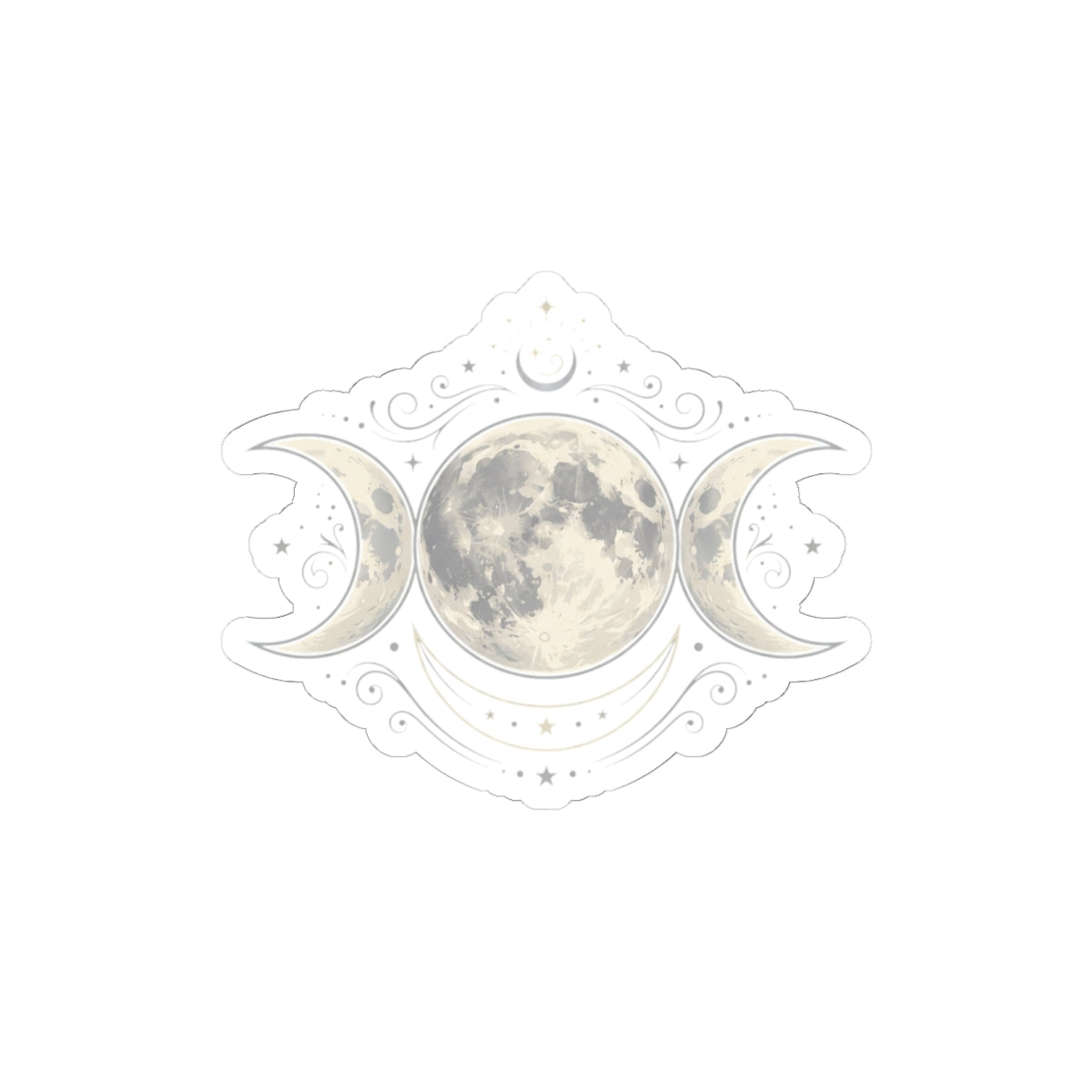 Triple Moon Lunar Kiss-Cut Sticker – Mystical Moon Phase Decal for Laptops & Journals