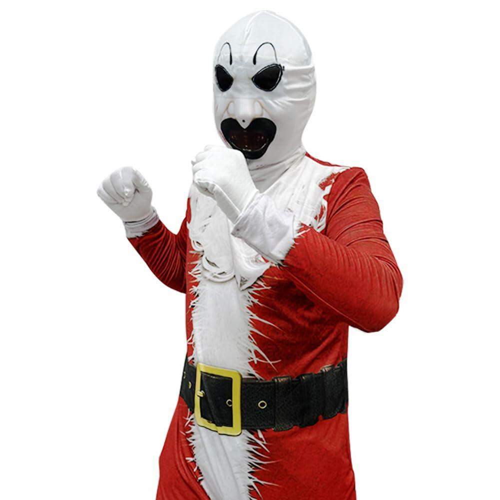 VSAEJO Halloween Clown Costume Jumpsuit Mask Set Adults Size L